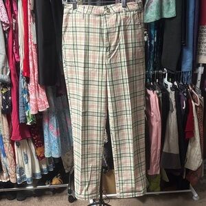 Brixton Men's plaid  Dress Pants - Cream red blue and green.